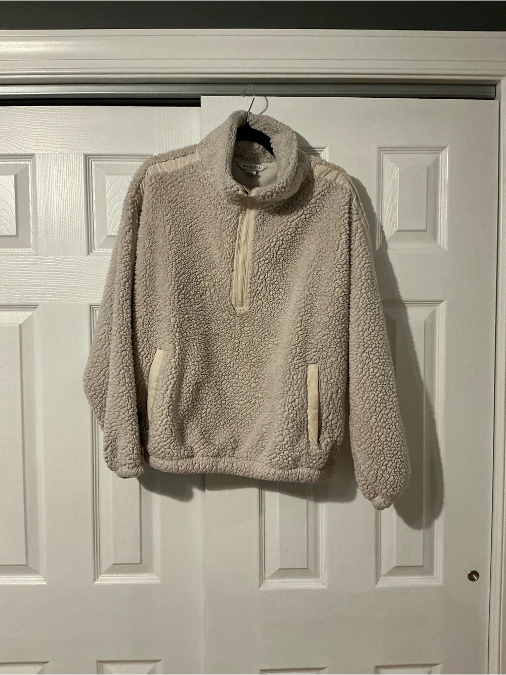 Athleta Cream Teddy Sherpa Half-Zip Jacket